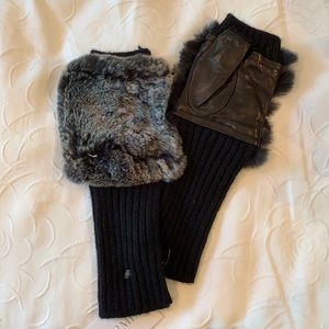 Intermix Fingerless Knit rabbit gloves